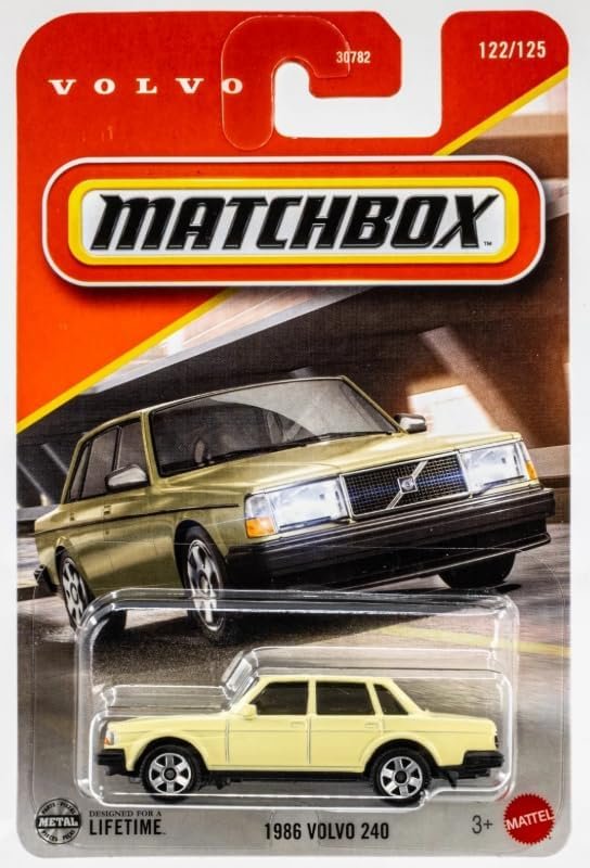 Matchbox 1986 Volvo 240 Diecast Toy Vehicle, 1:64 Scale, Yellow Color