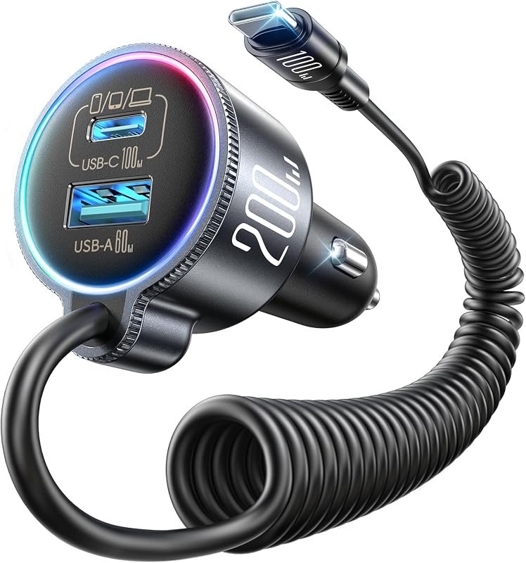 FLYLEAD 200W Car Charger USB C Fast Charge with GaN Technology for Efficient Charging