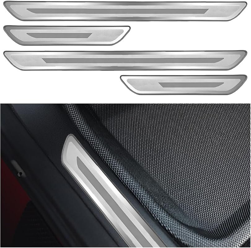 Craedli 4PCS Car Door Sill Protector - Stainless Steel Anti-Scratch Decoration Strip for Cars, Trucks, SUVs (Silver-Polished)