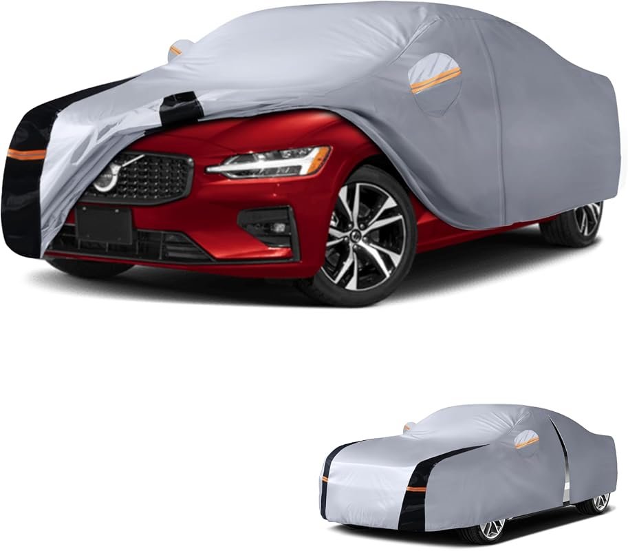 Waterproof All-Weather Car Cover for Volvo S60 (2000-2026) - Heavy Duty, Zippered Door, Includes Towel