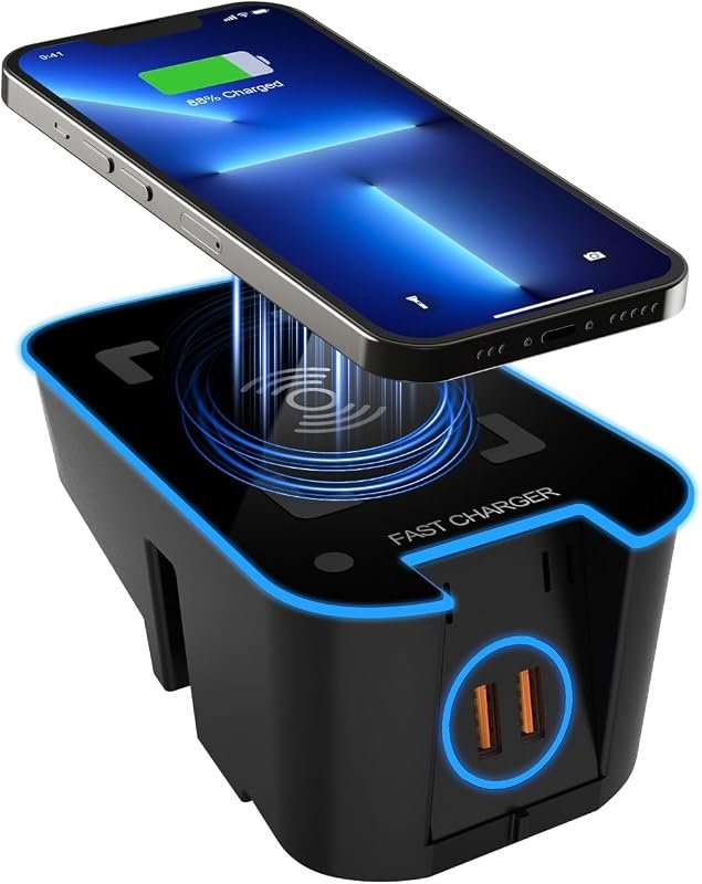 Qi Fast Wireless Car Charger for Volvo XC90, XC60, S90, S60, V90, V60 with Dual USB Ports