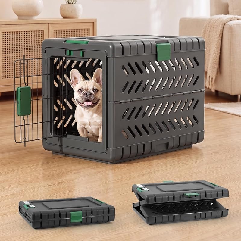 28" L Travel Dog Crate - Collapsible, Portable Design with Wheels and Handles for Medium/Small Dogs