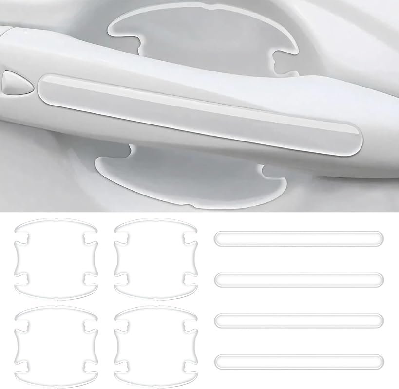 8PCS Clear Waterproof Car Door Handle Protectors, Adhesive Paint Protection for SUVs and Trucks