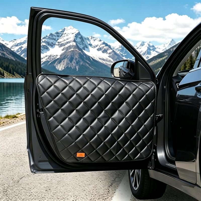 PU Leather Dog Car Door Protectors - 2-Pack for Regular Vehicles, Easy to Clean