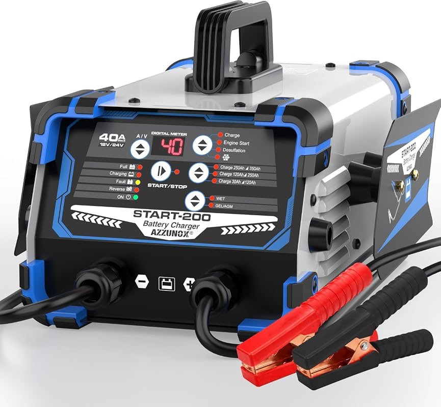 High-Performance 12V/24V Car Battery Charger Maintainer with Max 40A Fast Charging