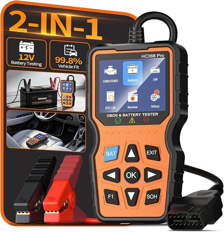 OBD2 Scanner with Battery Tester: 2-in-1 Diagnostic Tool for 1996+ Cars with Quick Code Reading