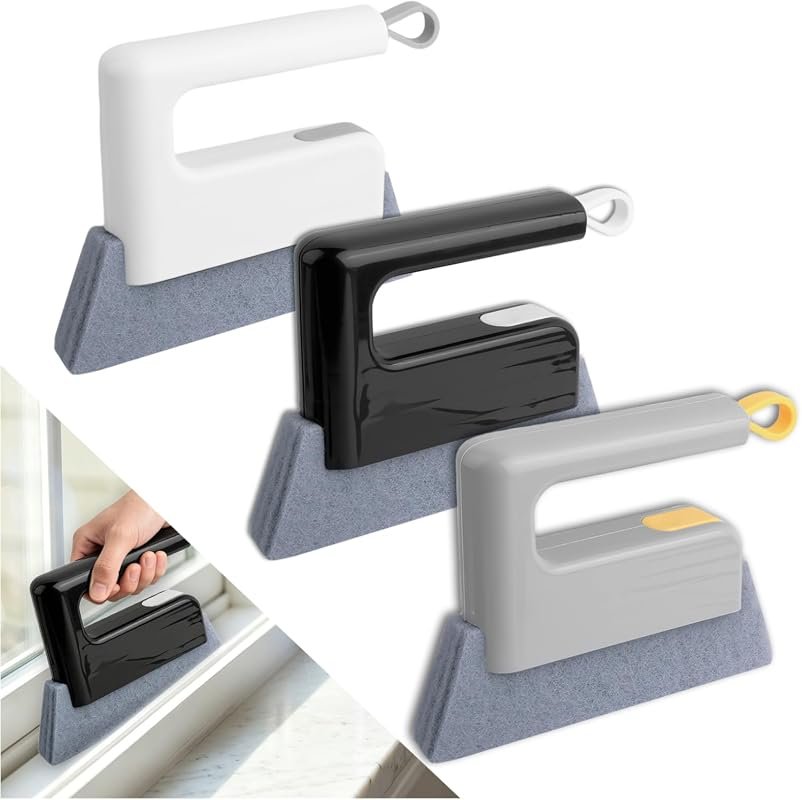 3PCS Magic Window Track Cleaner Tool with Scraper & Comfortable Handle for Effective Cleaning
