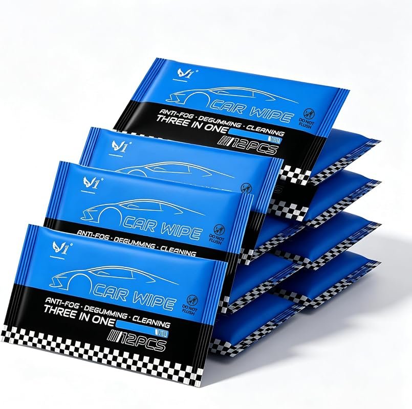 72 Count Car Wipes for Interior Cleaning, Ideal for Leather Seats, Steering Wheel & Upholstery