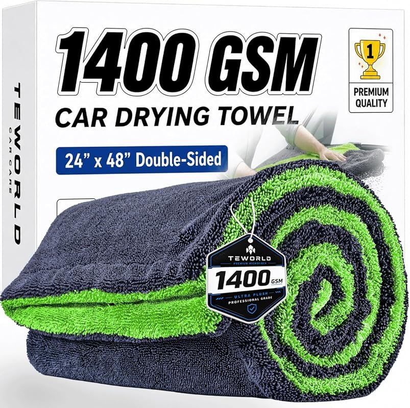 Extra Large 48 x 24 Inch Car Drying Towel - 1400 GSM, Dual-Color, Ultra Absorbent