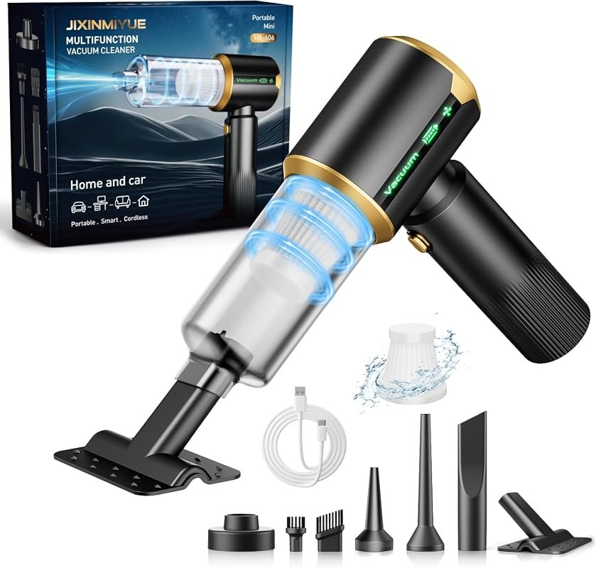Cordless Car Vacuum Cleaner with 7-in-1 Features and 16000Pa Strong Suction Power - Blackish