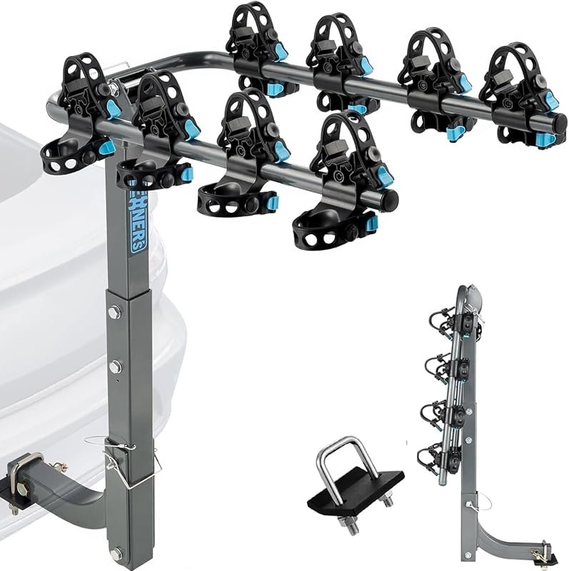 Premium 4-Bike Hitch Rack - 240 lbs Load Capacity, Dual Locking Security Features
