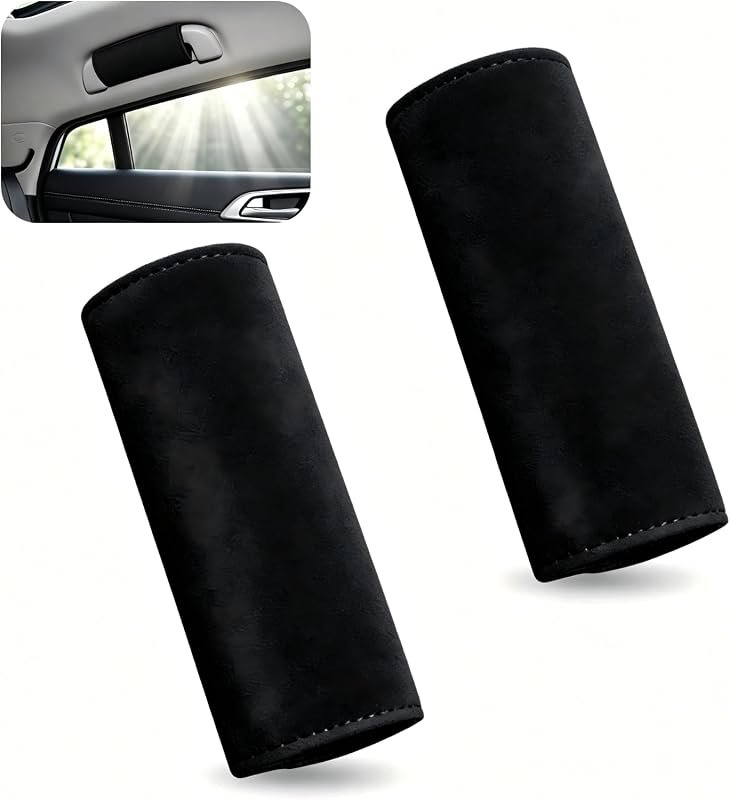 2 PCS Black Suede Leather Car Inside Door Handle Protectors - Anti-Scratch, Non-Slip Wraps for Comfort
