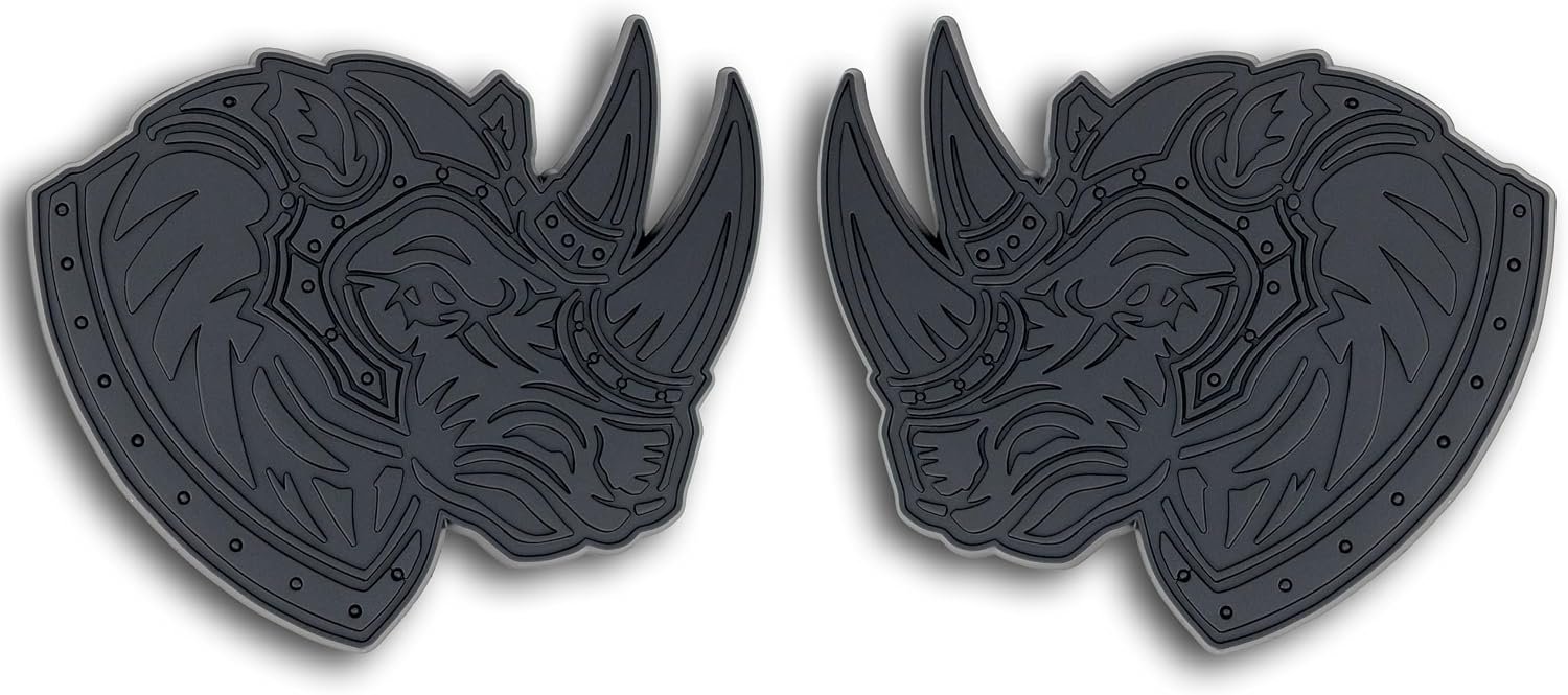 Rhino 3D Animal Badge, Custom Matte Black Car Accessories for Universal Fit