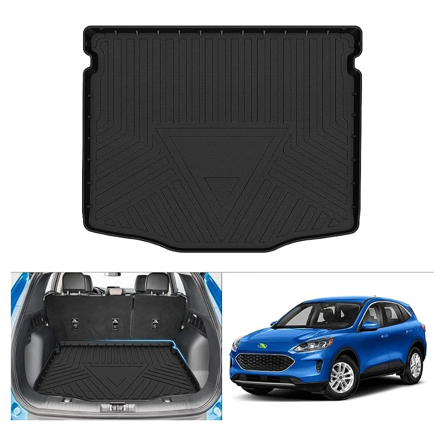 All-weather trunk cargo liner for Ford Escape 2020–2026, heavy-duty custom mat protects carpet