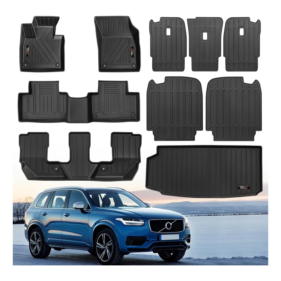All-weather TPE floor mats, cargo liner, and seat back protectors for Volvo XC90 gas 7-seat 2016-2026