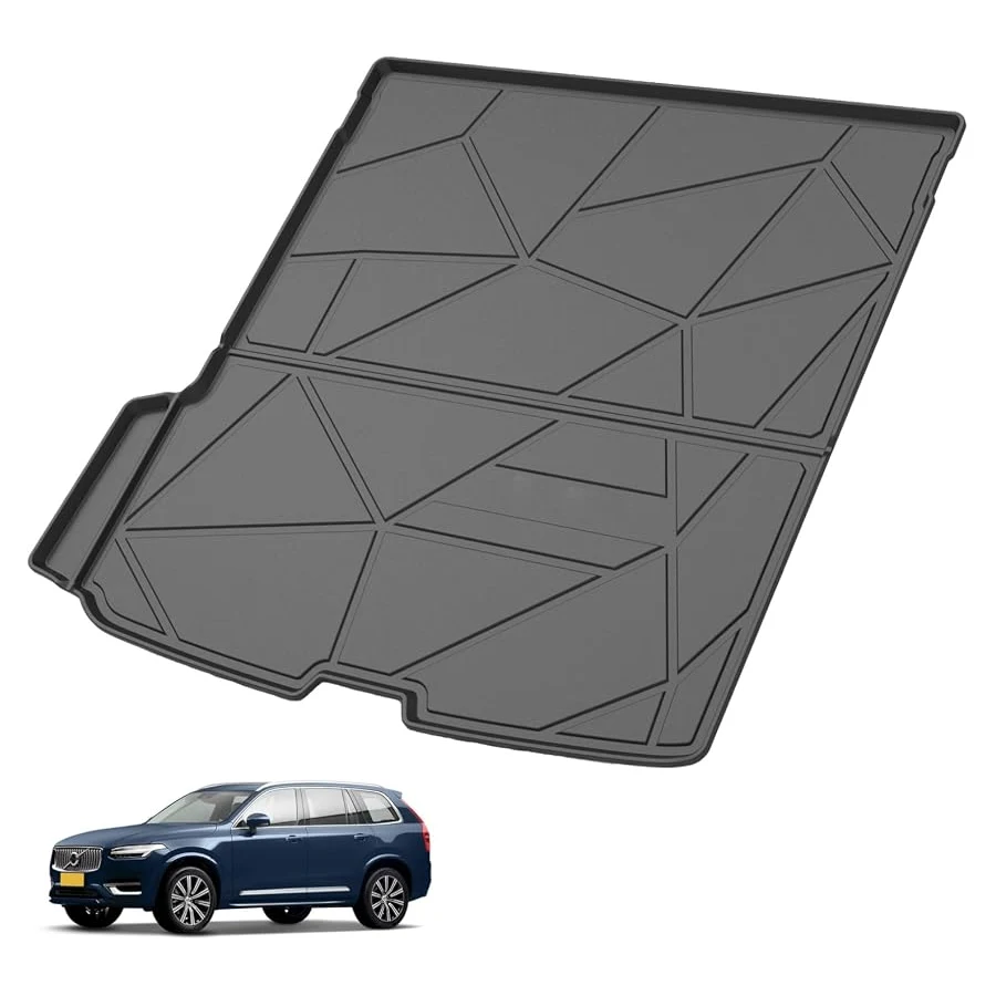 Elsetyler Volvo XC90 2016-2026 cargo liner, custom-fit black TPE, all-weather waterproof, heavy-duty, anti-slip, easy-clean