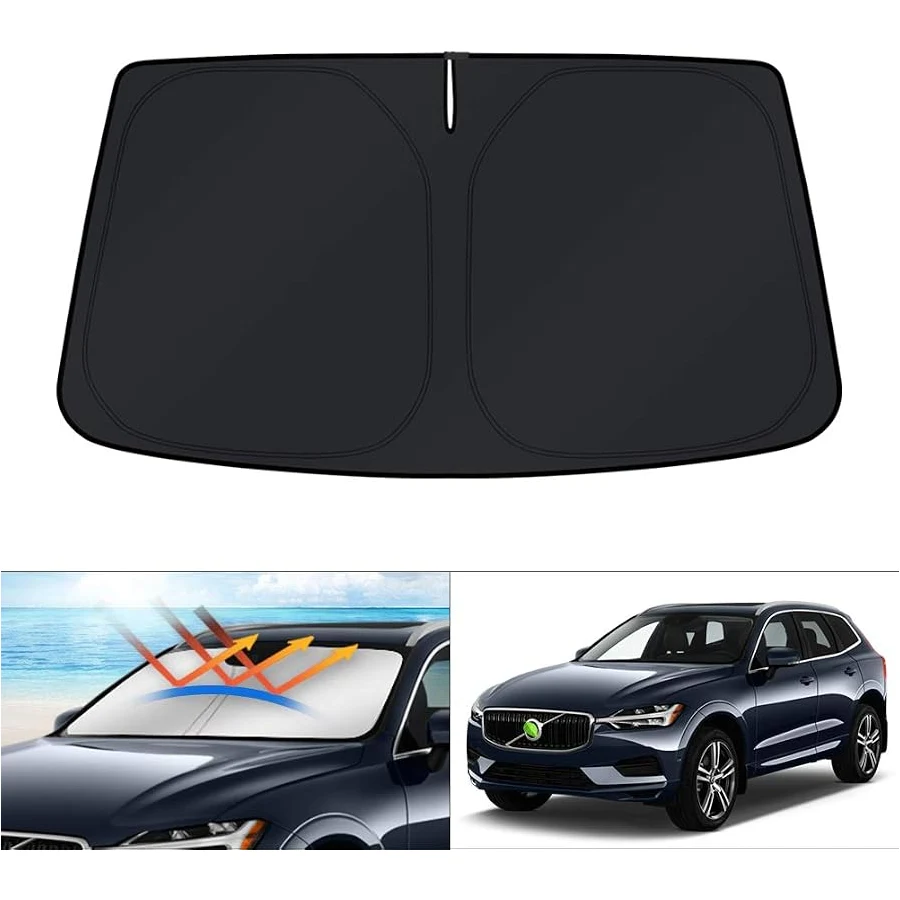 KUST Custom Fit for 2018-2026 Volvo XC60 Windshield Sun Shade, UV-Blocking, Foldable, Keeps Cabin Cooler