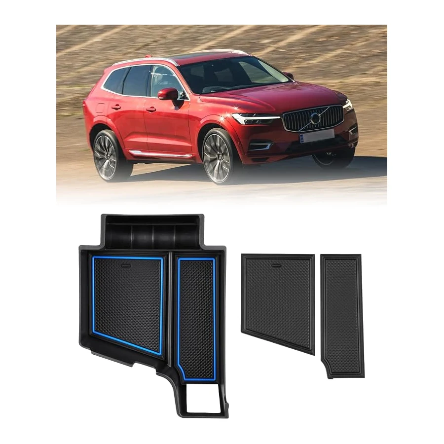 FIILINES organizer tray for Volvo XC60 2018-2025, XC90 2021-2025, S90/S60 2020-2025, V60/V90, ABS with anti-slip mats