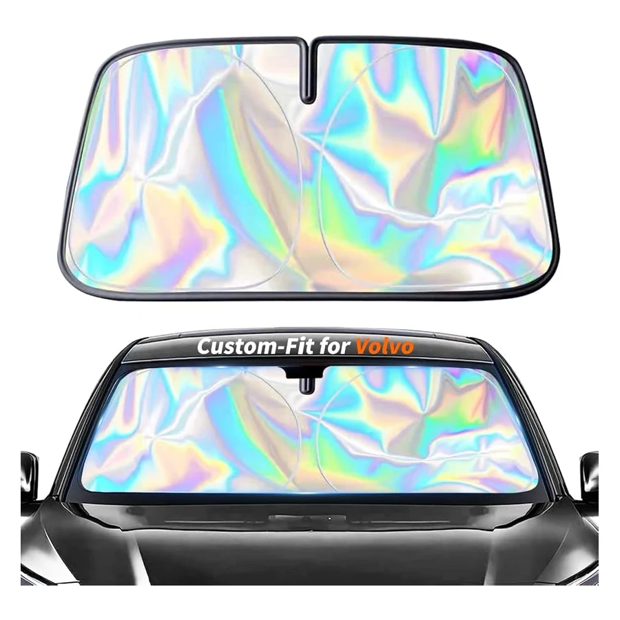Custom Fit Windshield Sun Shade for Volvo XC70, UV-Blocking Foldable Visor Keeps Interior Cooler