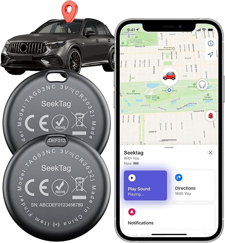 2-Pack Vehicle GPS Trackers, 2-Year Battery, Hidden Magnetic Case, Ultra-Slim, No Monthly Fee, Android/iPhone Compatible