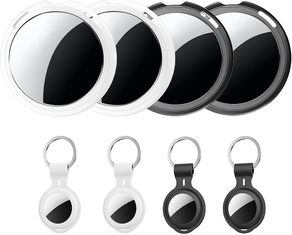 4-Pack MFi-Certified Tracker Tags, Apple Find My, Waterproof Bluetooth Item Finders, Replaceable Batteries, Worldwide Tracking