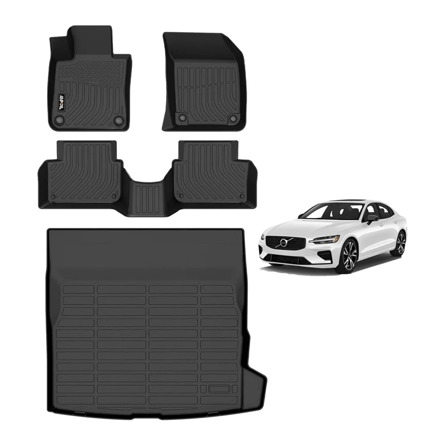 AIPOIL® floor mats for 2019-2025 Volvo S60, custom-fit TPE, all-weather, odorless, non-slip, full front/rear set.