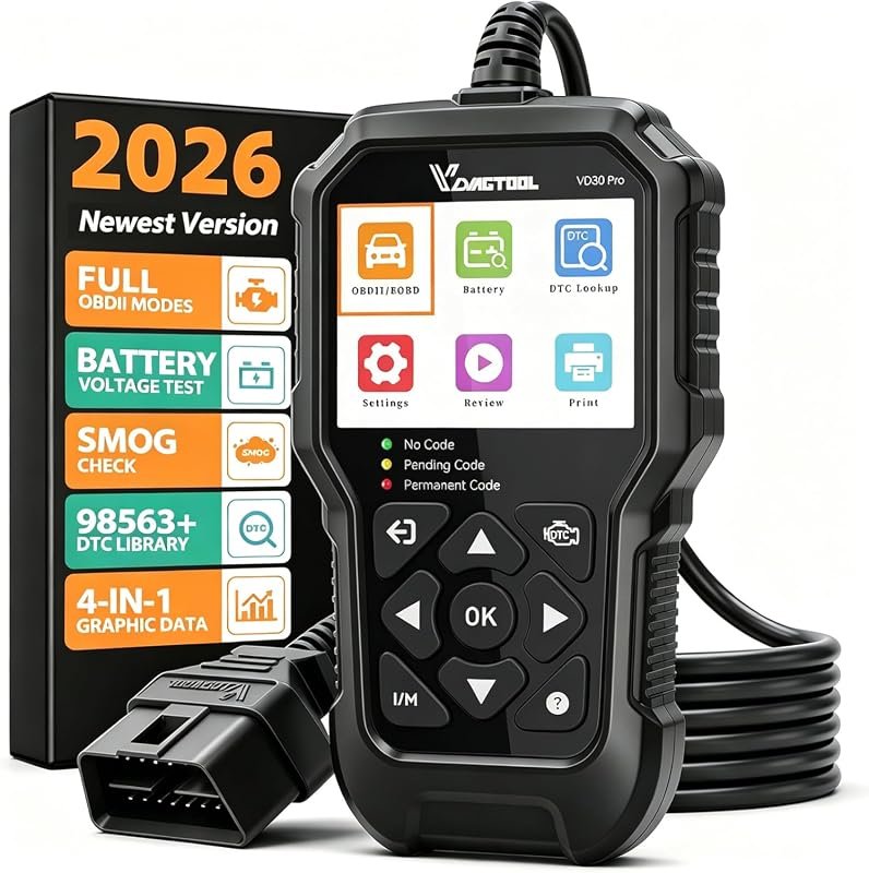 VDIAGTOOL VD30 Pro OBD2 Scanner, Check-Engine Code Reader with Reset and I/M Readiness for All OBDII Vehicles
