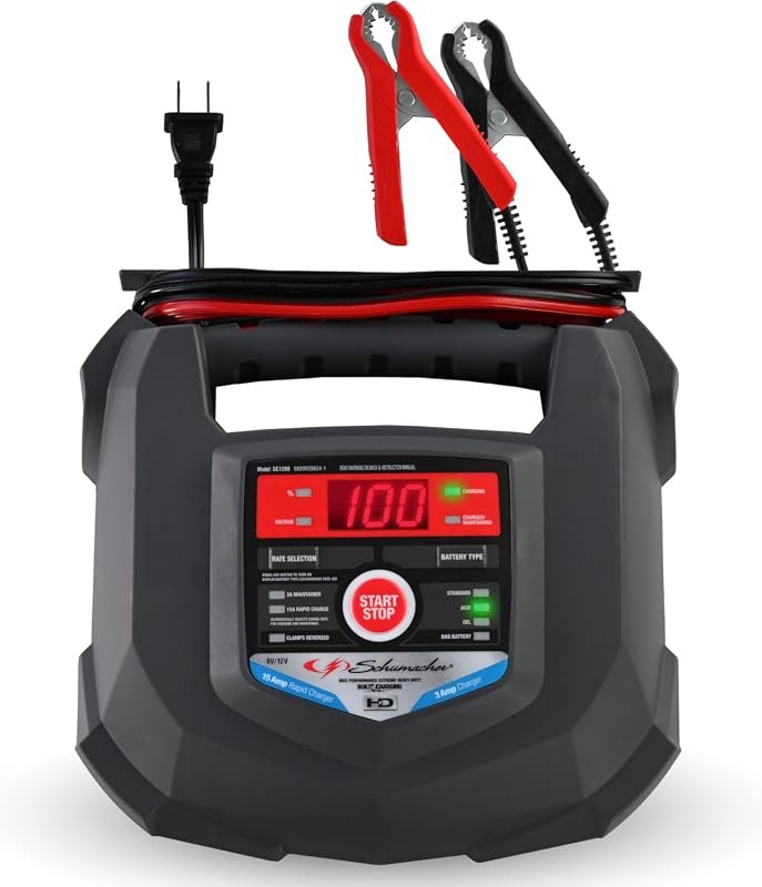 Schumacher Electric 15A Car Battery Charger & Maintainer for 6V/12V Batteries with Smart Features