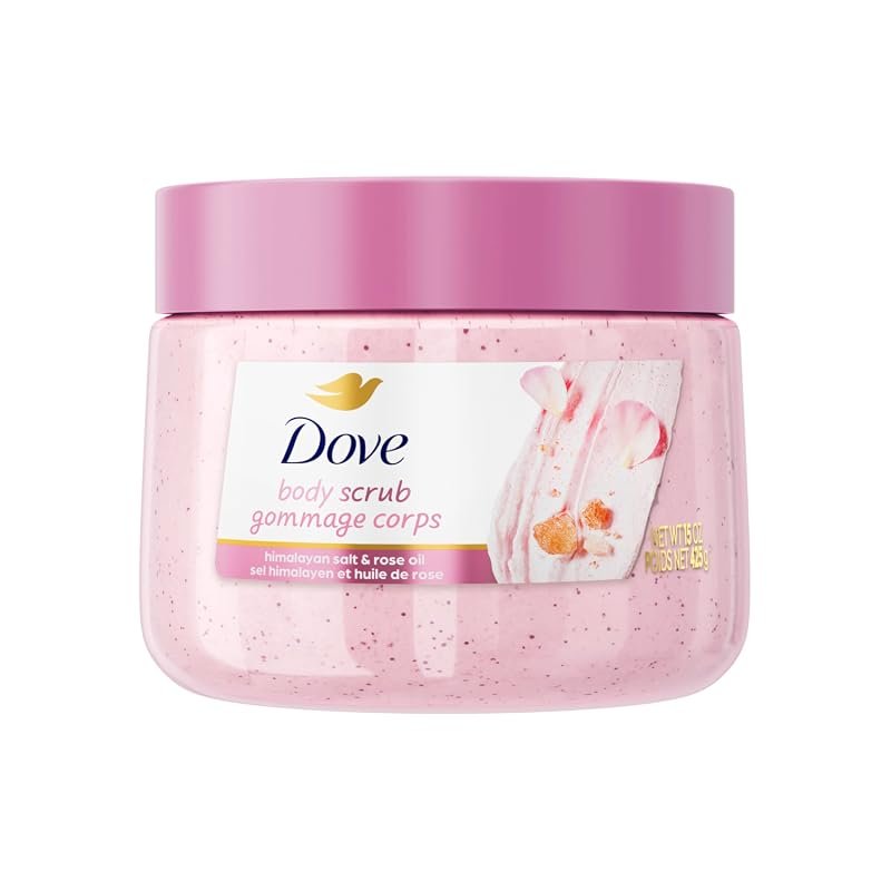 Dove Himalayan Salt & Rose Oil Body Scrub - Exfoliating and Deeply Nourishing 15 oz