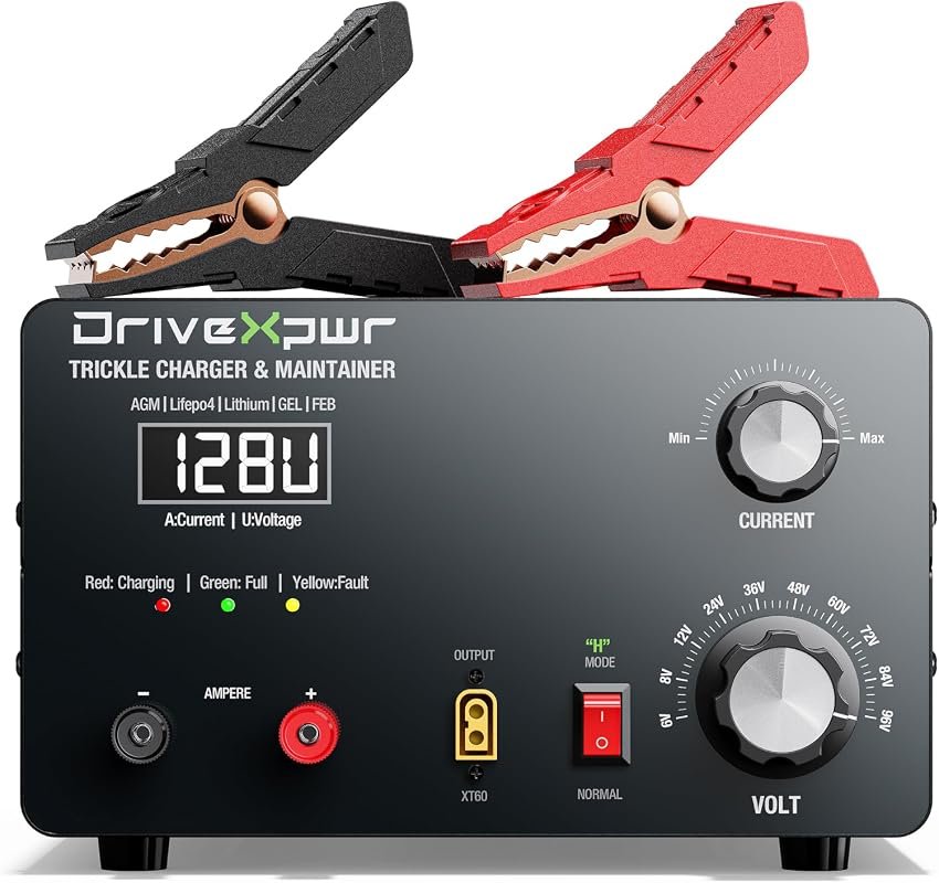 Adjustable Battery Charger 6V to 96V, 18A Maintainer for Lead-Acid and Lithium Batteries