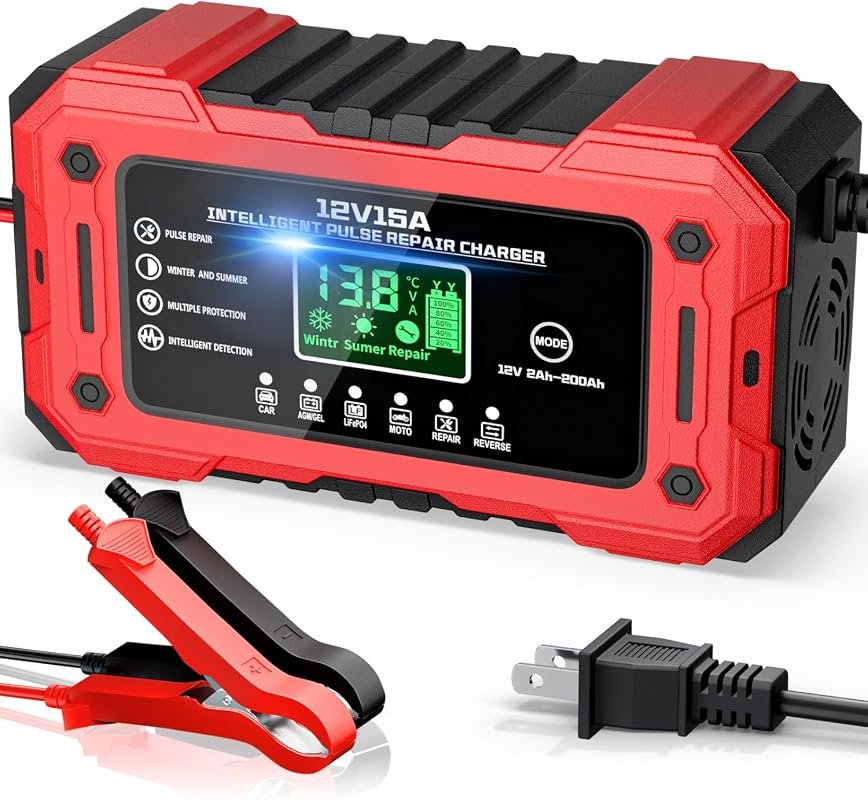 12V 15A Smart Trickle Charger Fully Automatic for Efficient Battery Maintenance