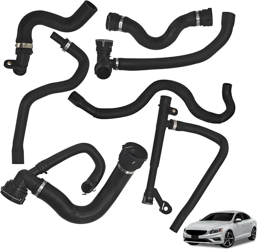 Complete 7 Pcs Radiator Coolant Hose Set for Volvo Models from 2008 to 2016