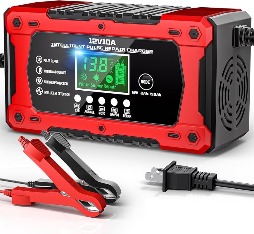 12V 10A Automatic Smart Trickle Charger & Maintainer for Car Batteries