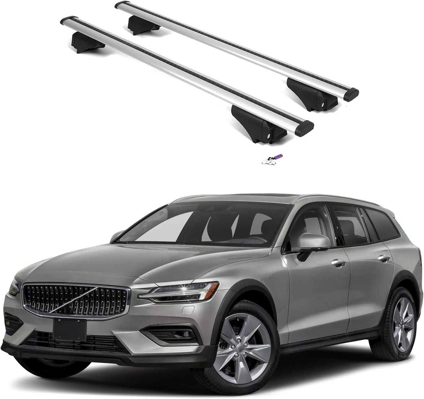 Durable ERKUL Aluminum Roof Rack Cross Bars for Volvo V60 Cross Country