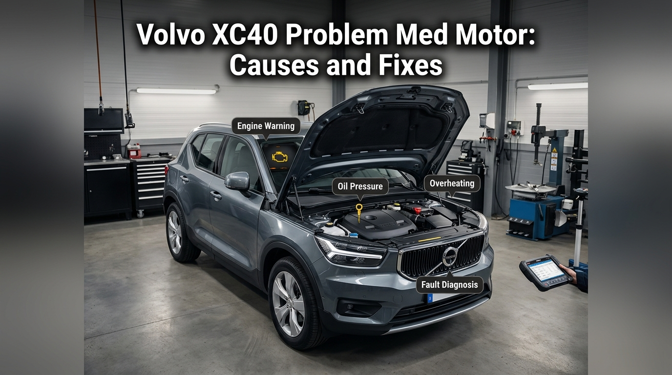 Volvo XC40 engine diagnosis with dashboard warnings and workshop scanner