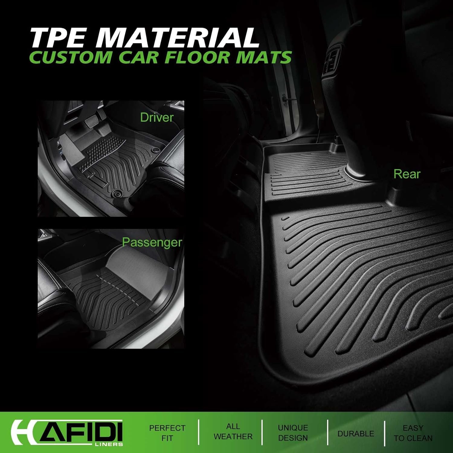 Durable TPE material of HAFIDI floor mats
