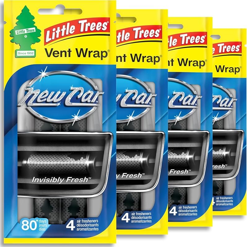 Best air freshener for Volvo - LITTLE TREES Car Air Freshener Vent Wrap for Long Lasting, Invisibly Fresh New Car Scent