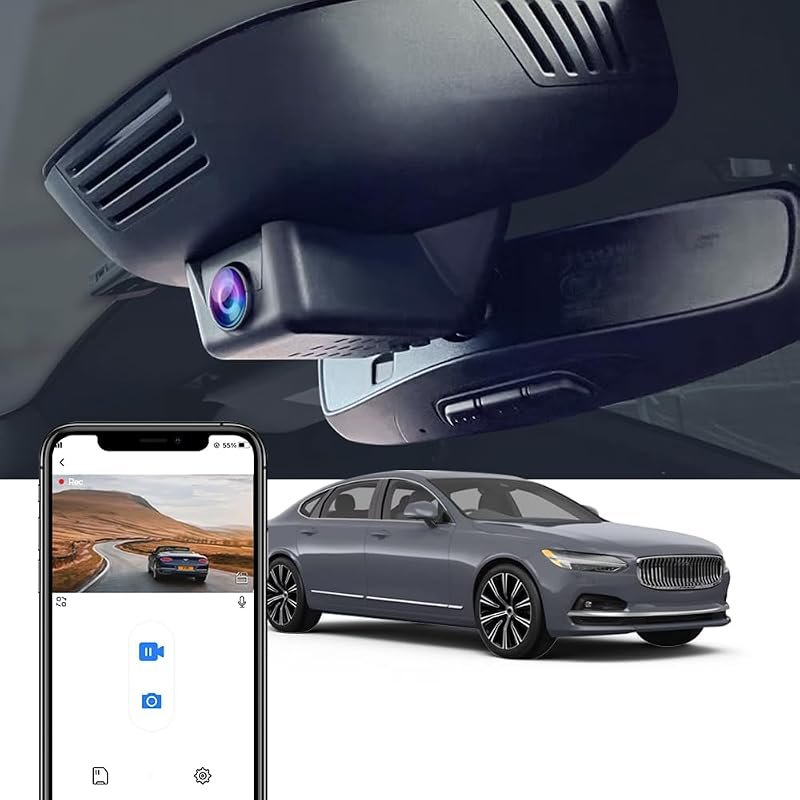 Fitcamx 4K Dash Cam for Volvo V90 XC60 S90 (2022-2026) with UHD Video, Built-in WiFi, and Easy Setup
