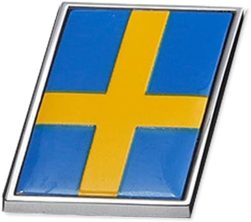 Swedish Flag Metal Emblem Sticker - Small Decal for Car Trunk (2x2.5cm)