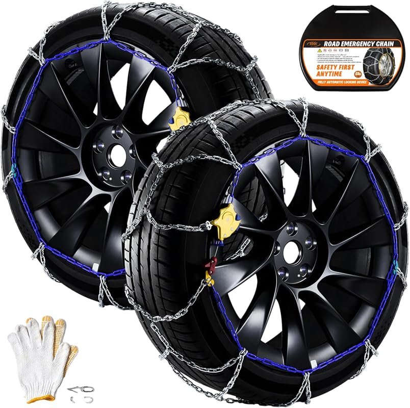 DEDC Y-Type Mn Steel Snow Tire Chain for Sedans and SUVs, Size 235/245