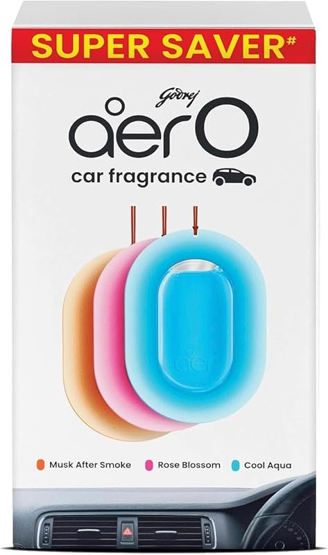AER O Hanging Car Air Freshener Gel, Assorted Scents, Pack of 3 for Freshness
