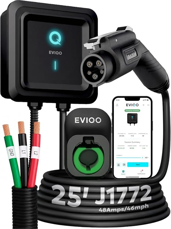 Hardwired 48A Level 2 EV Charger J1772 for Reliable 240V Wall Charging