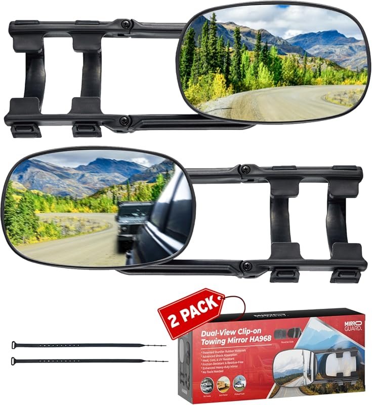 HA968 Clip-On Towing Mirrors - Ideal for Trucks, SUVs, RVs & Trailers