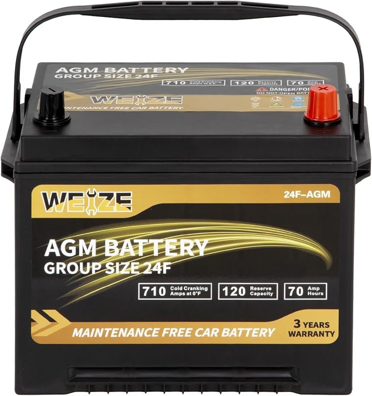 Weize Platinum AGM 12V 70Ah Automotive Battery Group 24F with 710 CCA for Enhanced Durability