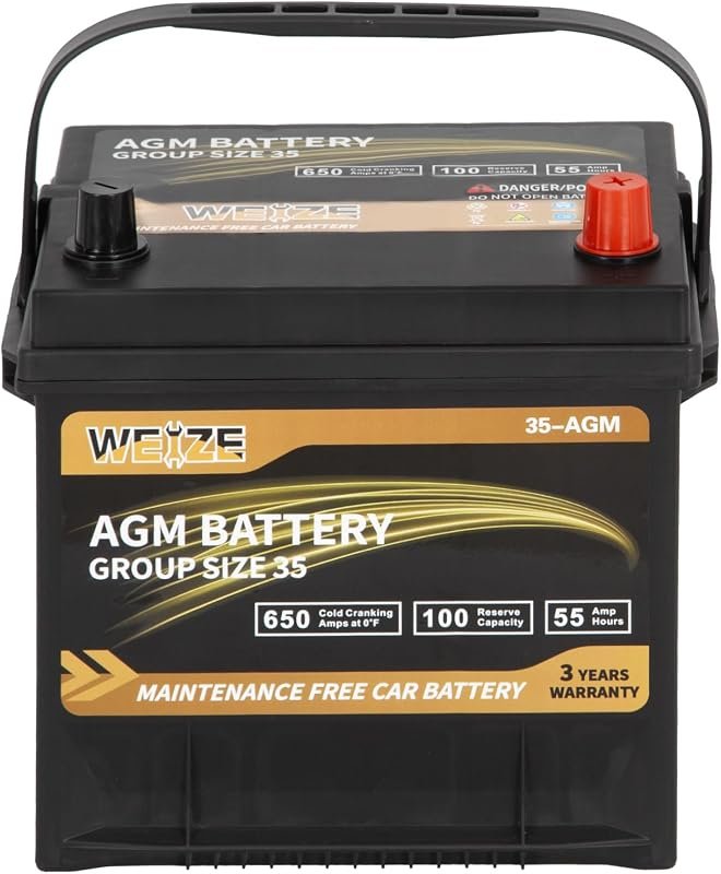 Weize Platinum AGM Group 35 Automotive Battery – 12V, 650CCA, 36-Month Warranty for Dependable Power