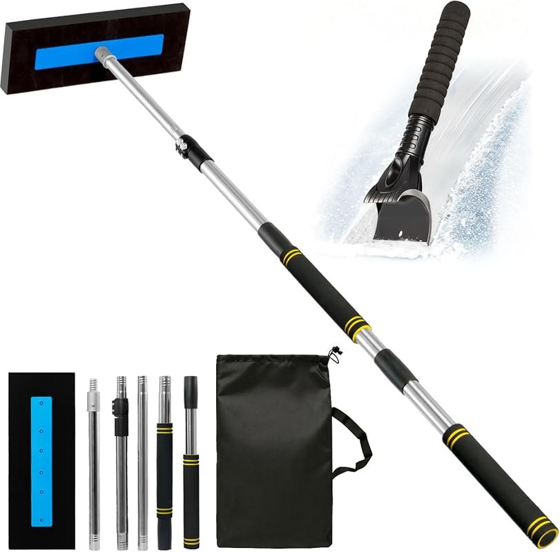 33"-67.2" Telescoping Snow Broom for Cars with Foam Head - Professional Snow Remover for Convenient Storage