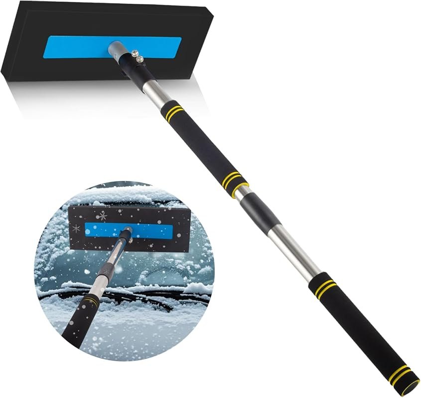 33"-83" Telescoping Snow Broom for Cars and Trucks - Foam Head for Easy Snow Removal and Storage