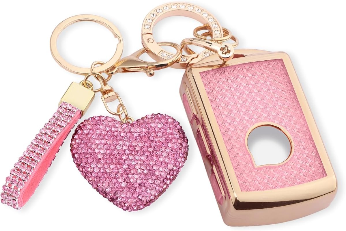 Bling Diamond Key Fob Cover with Keychain for 2021-2022 Volvo XC40 XC60 XC90 S90 V90