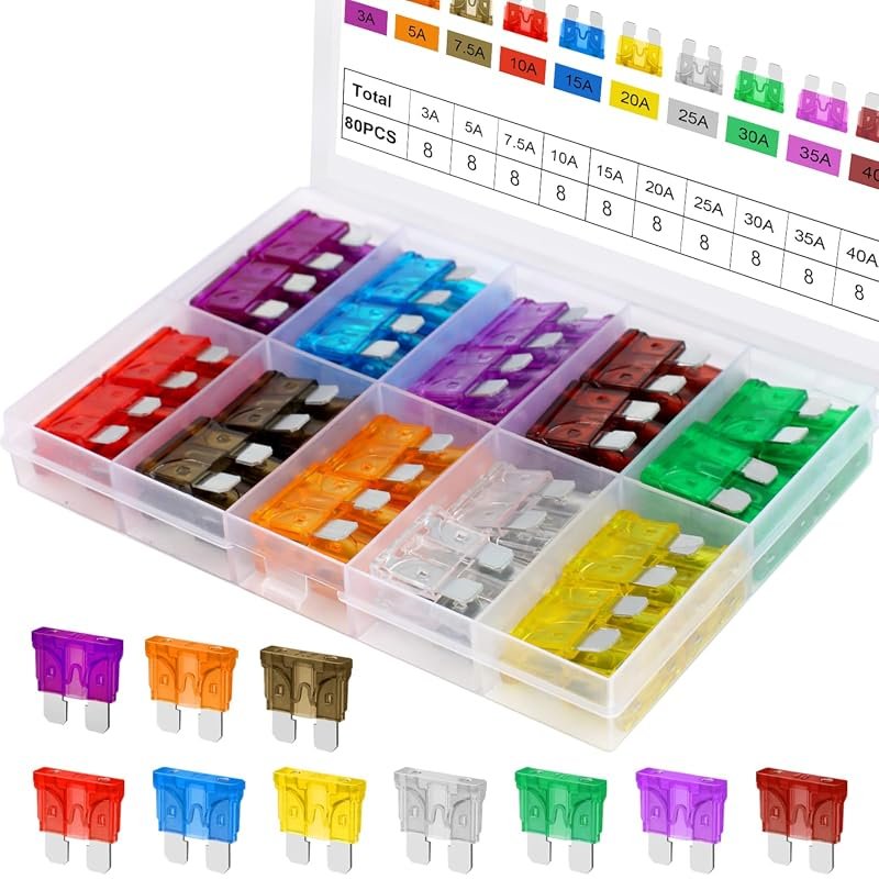 YNZDRWA 80Pcs Upgraded Standard Car Fuse Kit for Reliable Automotive Replacement