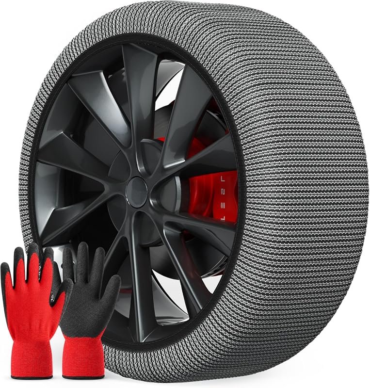 Durable Snow Tire Socks for Cars, SUVs, and Pickups, Black, Medium Size, 2-Pack